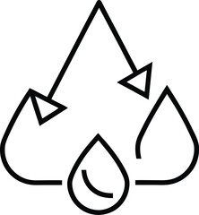 Poster - Clean line art icon of water drops with recycling symbol isolated on transparent background