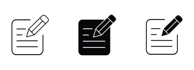 Poster - Notepad with pencil icon set. Document, note on paper symbol. Vector illustration . 