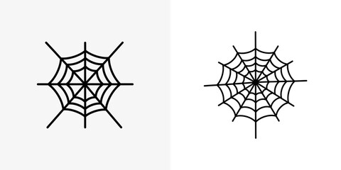 Two different styles of black spiderwebs are displayed against a light background