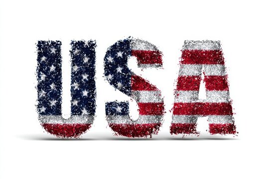 Bold Alphabet and Numerals in USA Flag Style: A Patriotic Design for Independence Celebrations