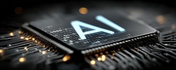 Poster - Futuristic AI technology concept with glowing circuits and advanced digital design.