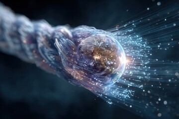 Poster - Earth surrounded by glowing digital data streams symbolizing global connectivity