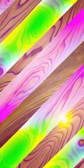 Poster - Diagonal wood grain with vibrant neon color stripes