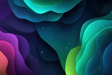 Poster - Abstract colorful waves with gradient tones and starry background design