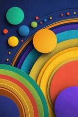 Poster - Colorful abstract art with geometric circles on a textured background