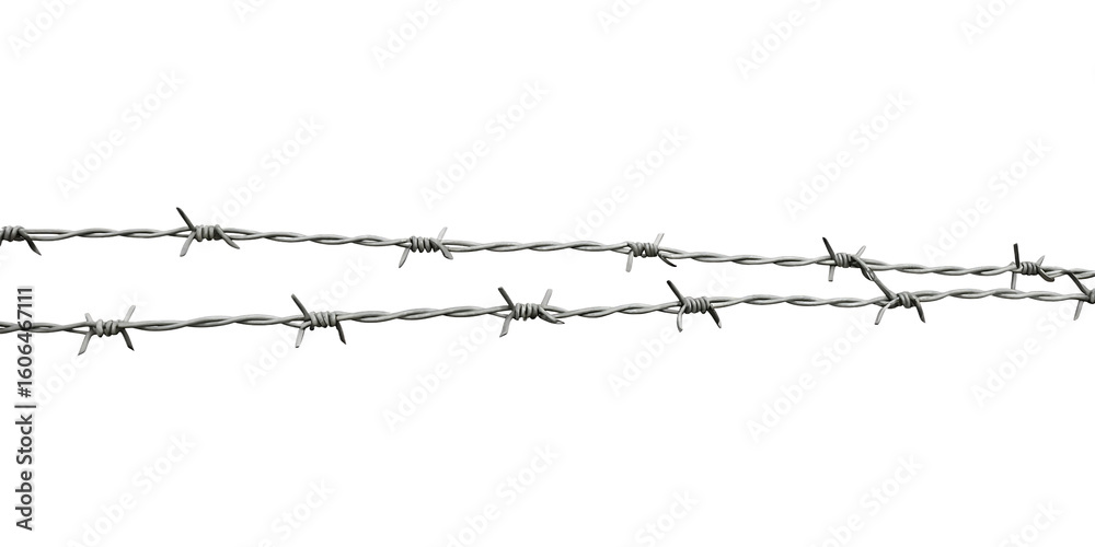 Sharp Point Types Barbed wire strands sharp metal points isolated on a transparent ...