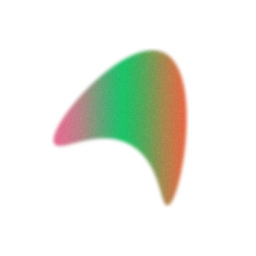 Abstract shape with pink green and orange gradient on a black background