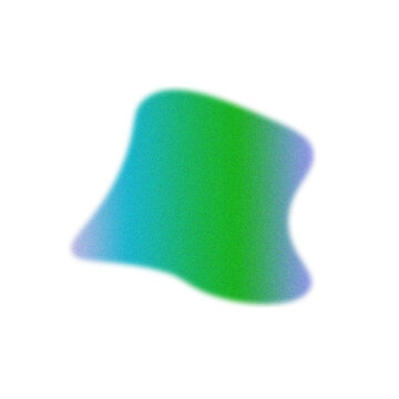 Abstract gradient blob with blue green hues isolated on black background