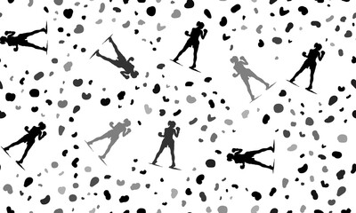 Poster - Abstract seamless pattern with boxer girl symbols. Creative leopard backdrop. Illustration on transparent background