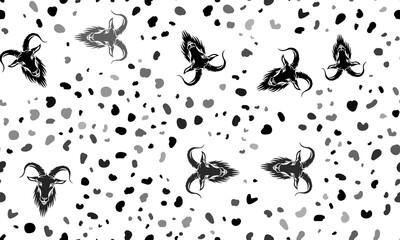 Poster - Abstract seamless pattern with goat symbols. Creative leopard backdrop. Illustration on transparent background