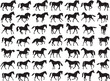 © grafyloft - Black horse silhouettes galloping trotting walking horses white