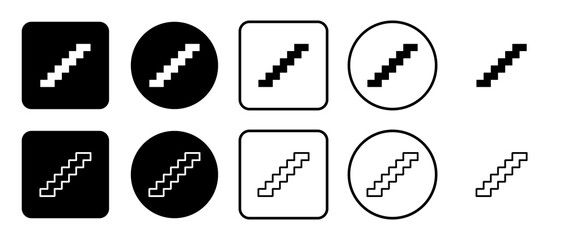Poster - Icon set of stairs symbol. Filled, outline, black and white icons set, flat style.  Illustration on transparent background