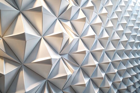 Abstract White Geometric Background with Triangular Shapes and Dynamic Lighting