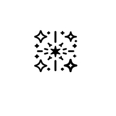 Aufkleber - A simple black and white illustration of a starburst with surrounding stars and lines
