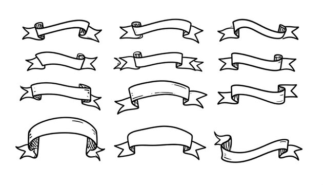 Elegant hand drawn banner collection for graphic design and decoration needs