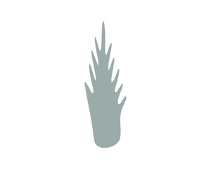 Poster - Abstract Light Gray Plant Shape, Simple Leaf With Pointed Edges, Vector Illustration