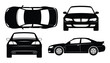 ©  MVectors - Car Silhouette Set Different Views Top Front Back Side Style Vector Illustration