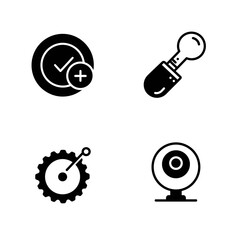 Poster - Set of four different icons in black and white vector illustration