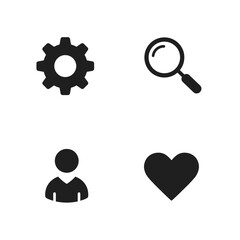 Aufkleber - four basic icons settings search user and heart on white background