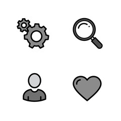 Aufkleber - four simple icons for settings search user and heart on white background
