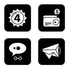 Poster - Black and White Icon Set for Business Marketing and Communication