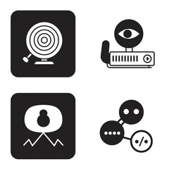 Aufkleber - black and white icon set featuring target eye camera alien and graph
