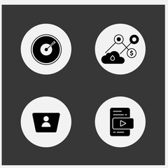 Aufkleber - business and technology icons representing performance cloud computing user profile and video