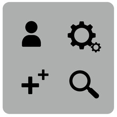 Aufkleber - user interface icons on gray background profile settings add and search