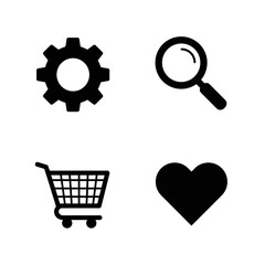 Aufkleber - set of four common user interface icons in black and white
