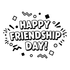 Poster - Happy Friendship Day graphic design with no demographic details in a celebratory setting. Bold text design with decorative elements.
