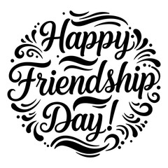 Aufkleber - happy friendship day graphic design in a circular shape. hand-drawn stylized text design for a socia
