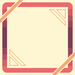 Poster - Orange Lofi Tone Gradient Frame Template on Cream Backdrop, Pixel Art Style