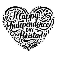 Aufkleber - happy independence day pakistan graphic design. decorative heart shape with celebratory text in a st