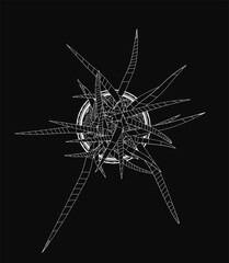 Poster - A black and white contour drawing of a potted plant viewed from above, featuring detailed leaves and stems with clean lines and sharp contrasts. The minimalist design showcases the plant in a simple.