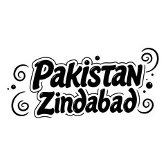Poster - Pakistan Zindabad graphic design. Use of typography with a bold, stylistic font in a simple white background.