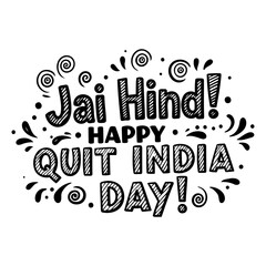 Aufkleber - jai hind! happy quit india day graphic design. black and white text art on white background. general