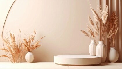 Poster - Stylish interior design showcase featuring minimalist decor and natural elements in a contemporary setting