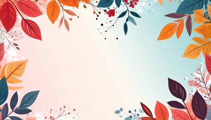 Poster - Autumn leaves decoration nature background digital illustration colorful environment aesthetic viewpoint seasonal concept