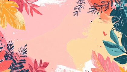 Poster - Vibrant autumn leaves digital artwork nature background colorful environment close-up view seasonal concept for creative projects