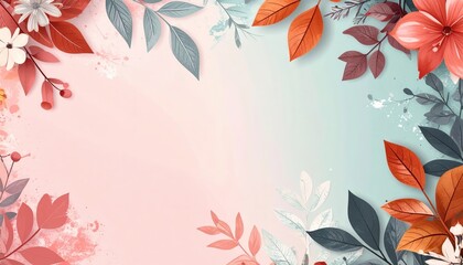 Poster - Floral border design digital artwork beautiful background soft colors aesthetic nature inspired
