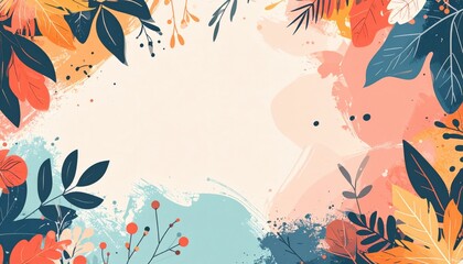 Poster - Autumn leaves design nature digital illustration colorful background artistic viewpoint seasonal concept for creative projects