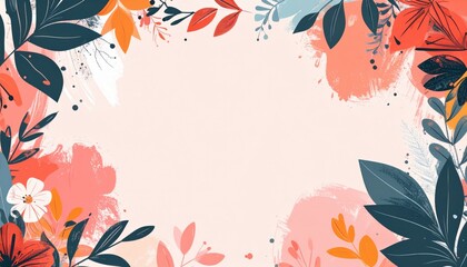 Poster - Vibrant floral frame design nature inspired digital artwork creative background artistic viewpoint ideal for custom invitations