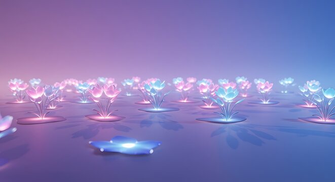 Enchanted Neon Garden: A Dreamlike Field of Glowing Flowers