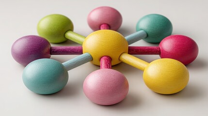Poster - A vibrant collection of colorful wooden balls arranged artistically creating a playful and engaging visual composition