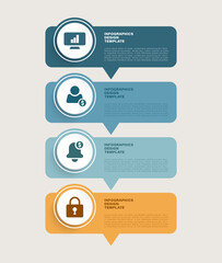 Poster - Four steps process vertical infographic. Business and marketing infographic layout with icons and text.