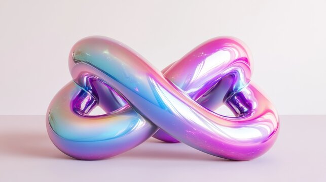 Abstract iridescent infinity symbol on a light background
