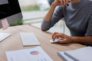 Two business women meeting with analytics in office as web developer in internship, workshop and company. Team, collaboration and digital agency for metrics, growth or career in brand design
