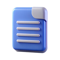 Poster - Stylized 3d document icon with four horizontal lines and folded corner isolated on transparent background