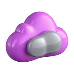 Poster - Glossy pink cloud with gray droplets symbolizing weather or data storage isolated on transparent background