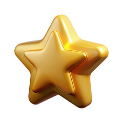 Poster - Shiny golden double star emblem with smooth glossy surface isolated on transparent background
